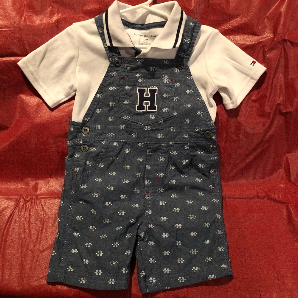 Toddler Boys Tommy Hilfiger Overall Shorts Set